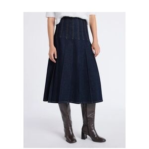 Chic Dark Blue A-Line Denim Skirt